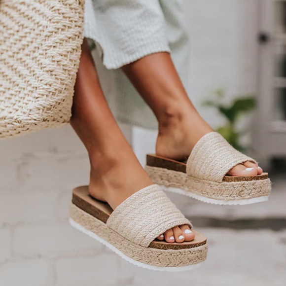 Raffia strap espadrille wedges platform - Picture 5 of 7